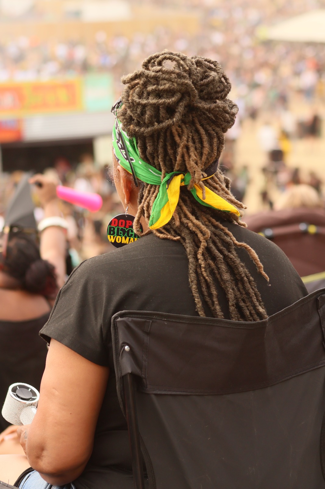 Festival-goer photographed from behind